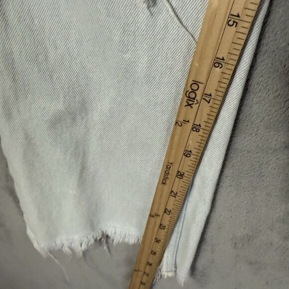 Free People We The Free Maggie Crop Jeans Sz 29 Lt Blue Distressed Raw Hem Boho - Picture 7 of 12